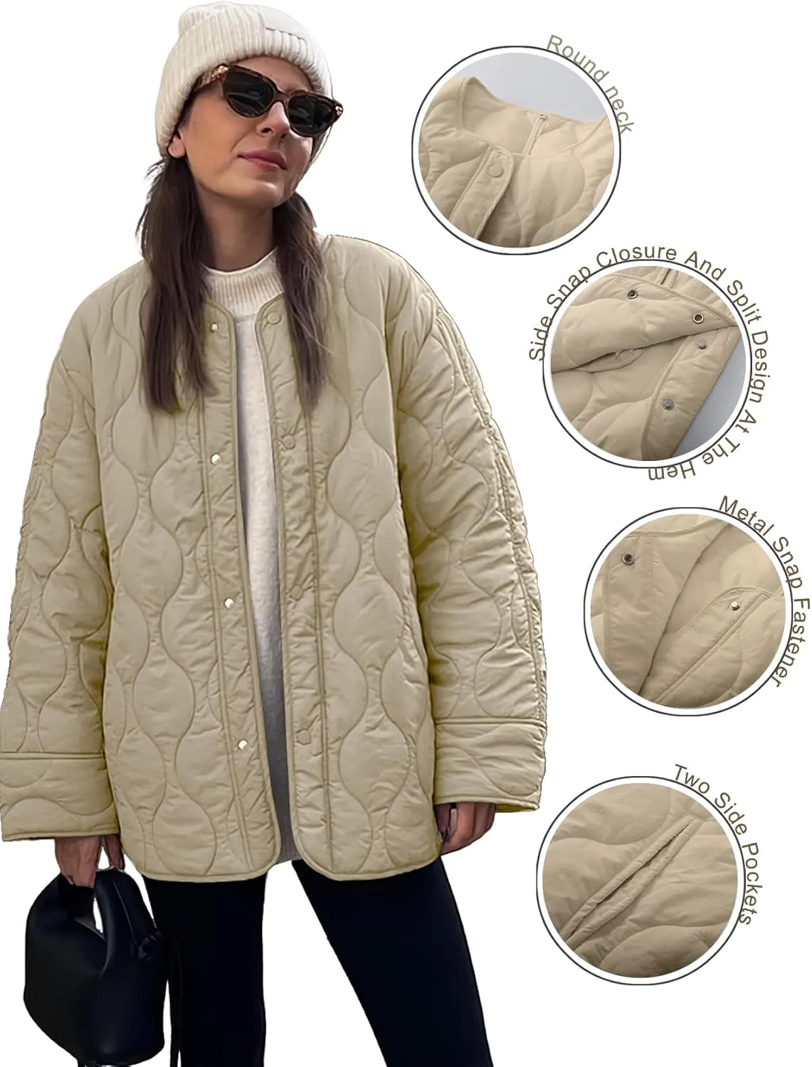 PEHMEA Women's Quilted Lightweight Jackets Button Down Puffer Jacket Coats Fashion Warm Padded Outwear with Pockets
