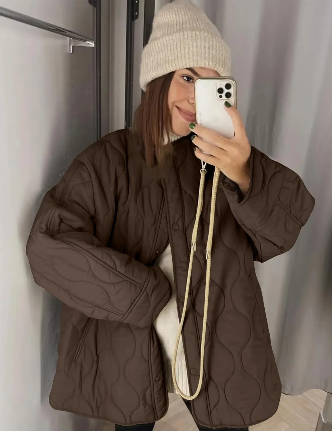 PEHMEA Women's Quilted Lightweight Jackets Button Down Puffer Jacket Coats Fashion Warm Padded Outwear with Pockets