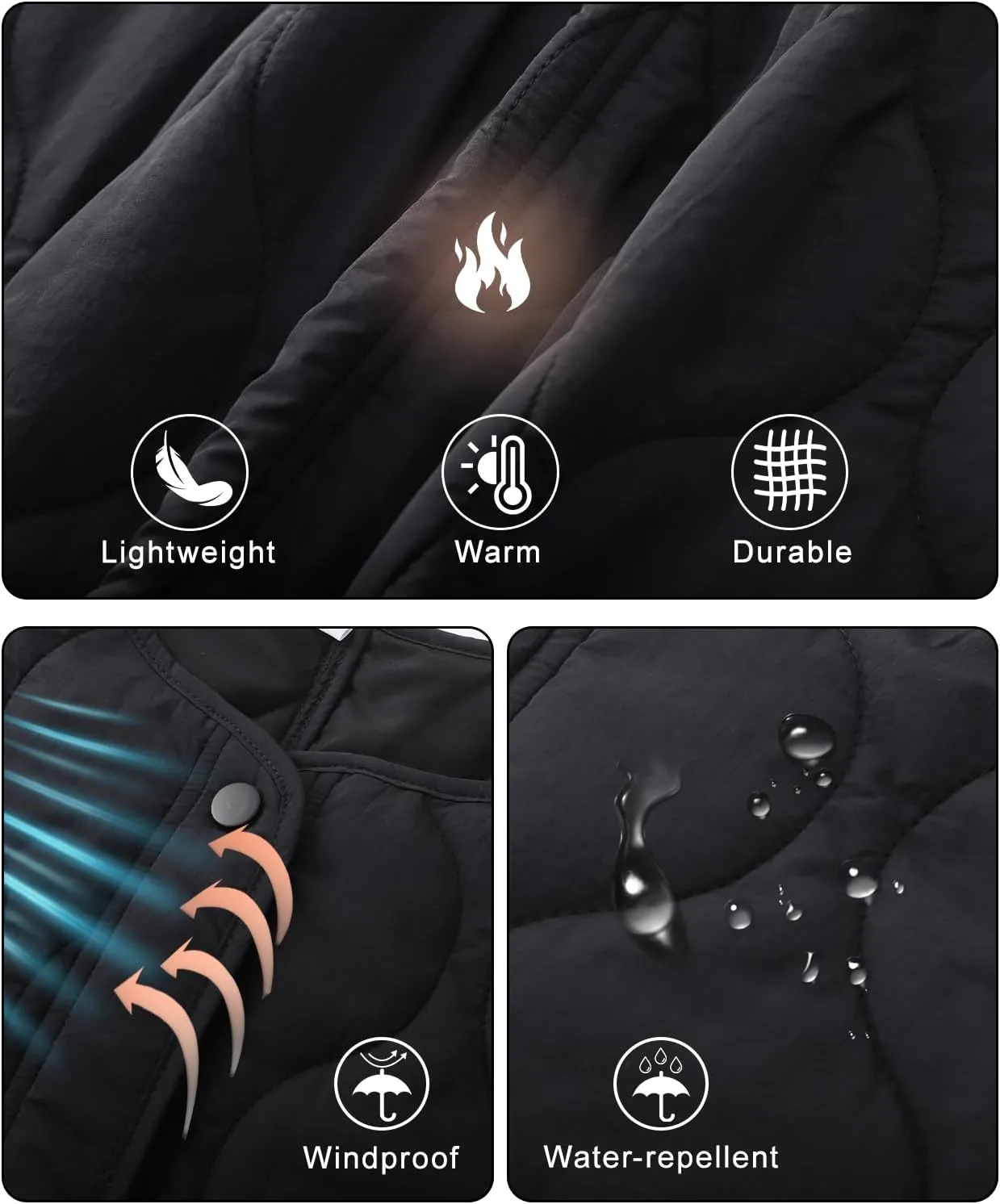 PEHMEA Women's Quilted Lightweight Jackets Button Down Puffer Jacket Coats Fashion Warm Padded Outwear with Pockets