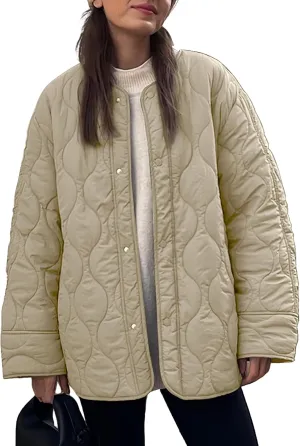 PEHMEA Women's Quilted Lightweight Jackets Button Down Puffer Jacket Coats Fashion Warm Padded Outwear with Pockets