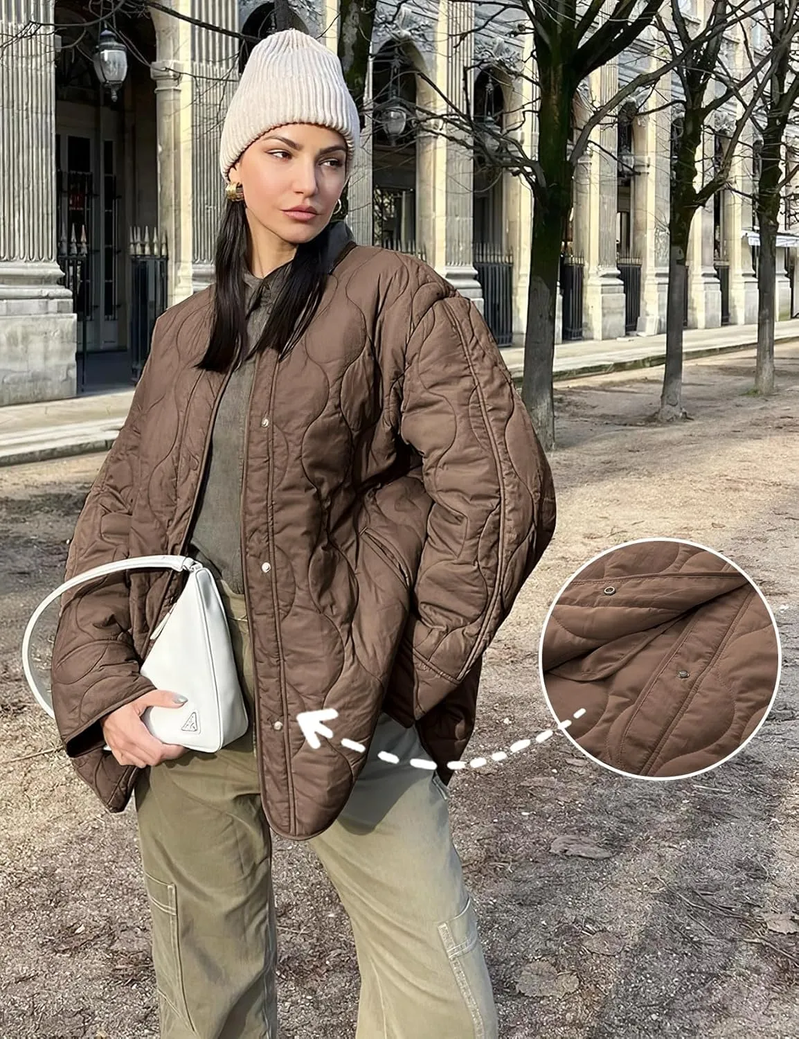 PEHMEA Women's Quilted Lightweight Jackets Button Down Puffer Jacket Coats Fashion Warm Padded Outwear with Pockets
