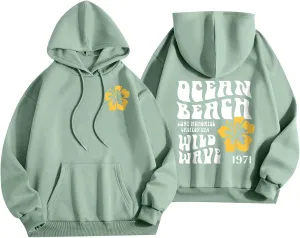Preppy Hoodies Womens Pink Hoodie Fall Graphic Long Sleeve Drawstring Hooded Pocket Pullover Sweatshirts