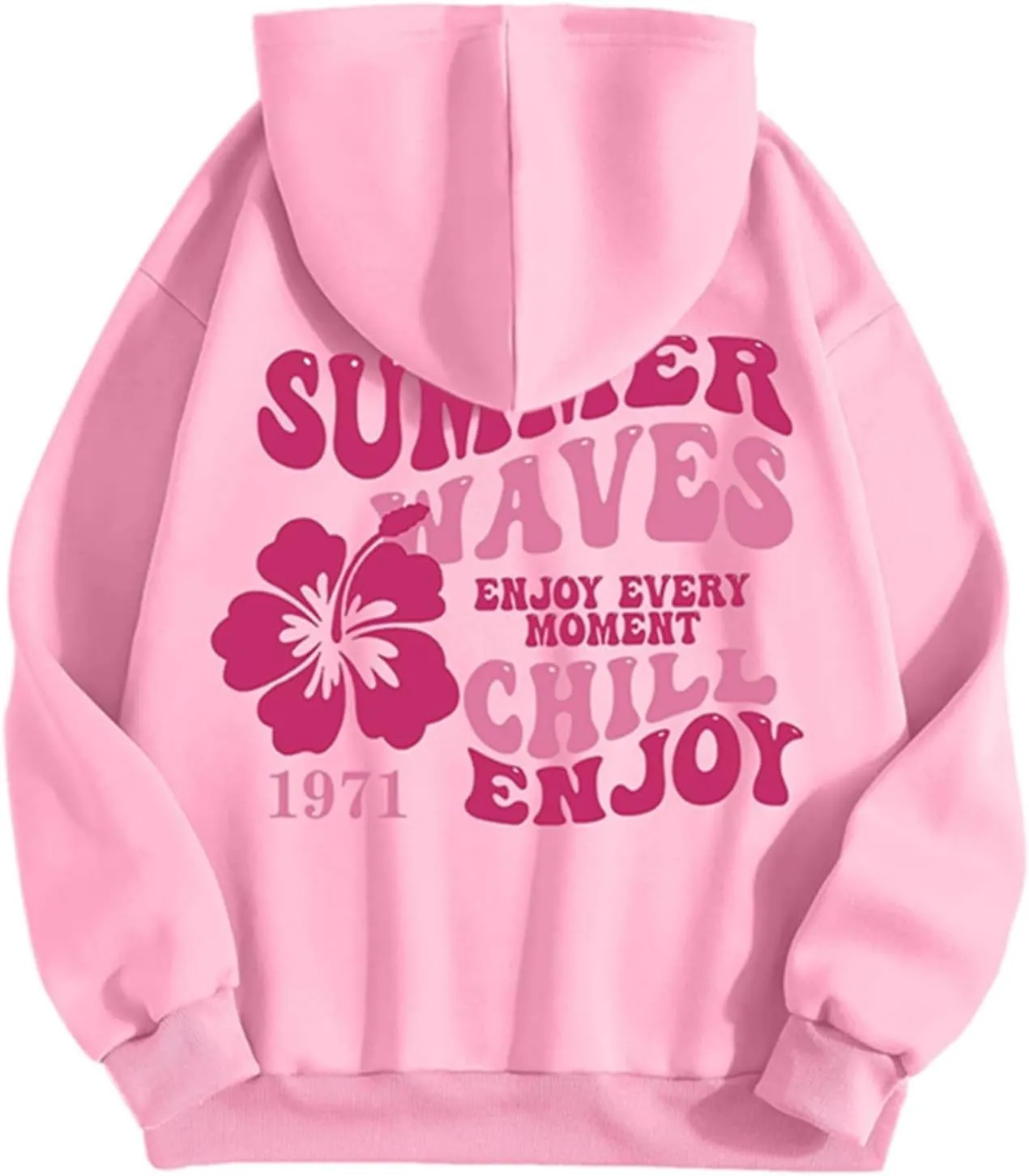 Preppy Hoodies Womens Pink Hoodie Fall Graphic Long Sleeve Drawstring Hooded Pocket Pullover Sweatshirts