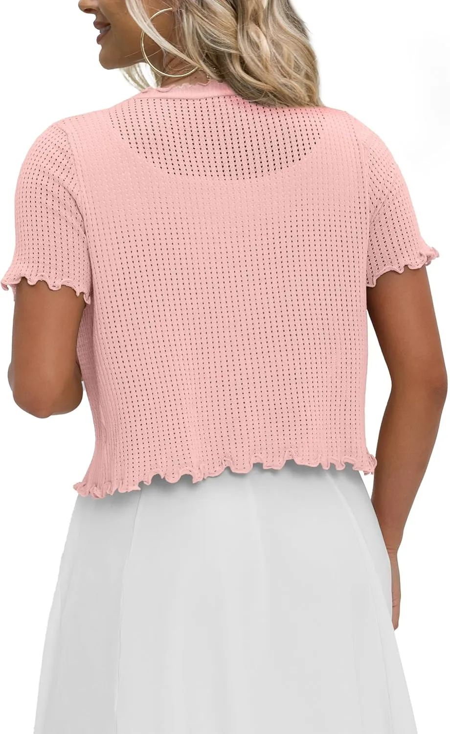 REDHOTYPE Women's Cardigan Summer Cropped Cardigans Lightweight Short Sleeve Crochet Bolero Shrugs Sweater for Women