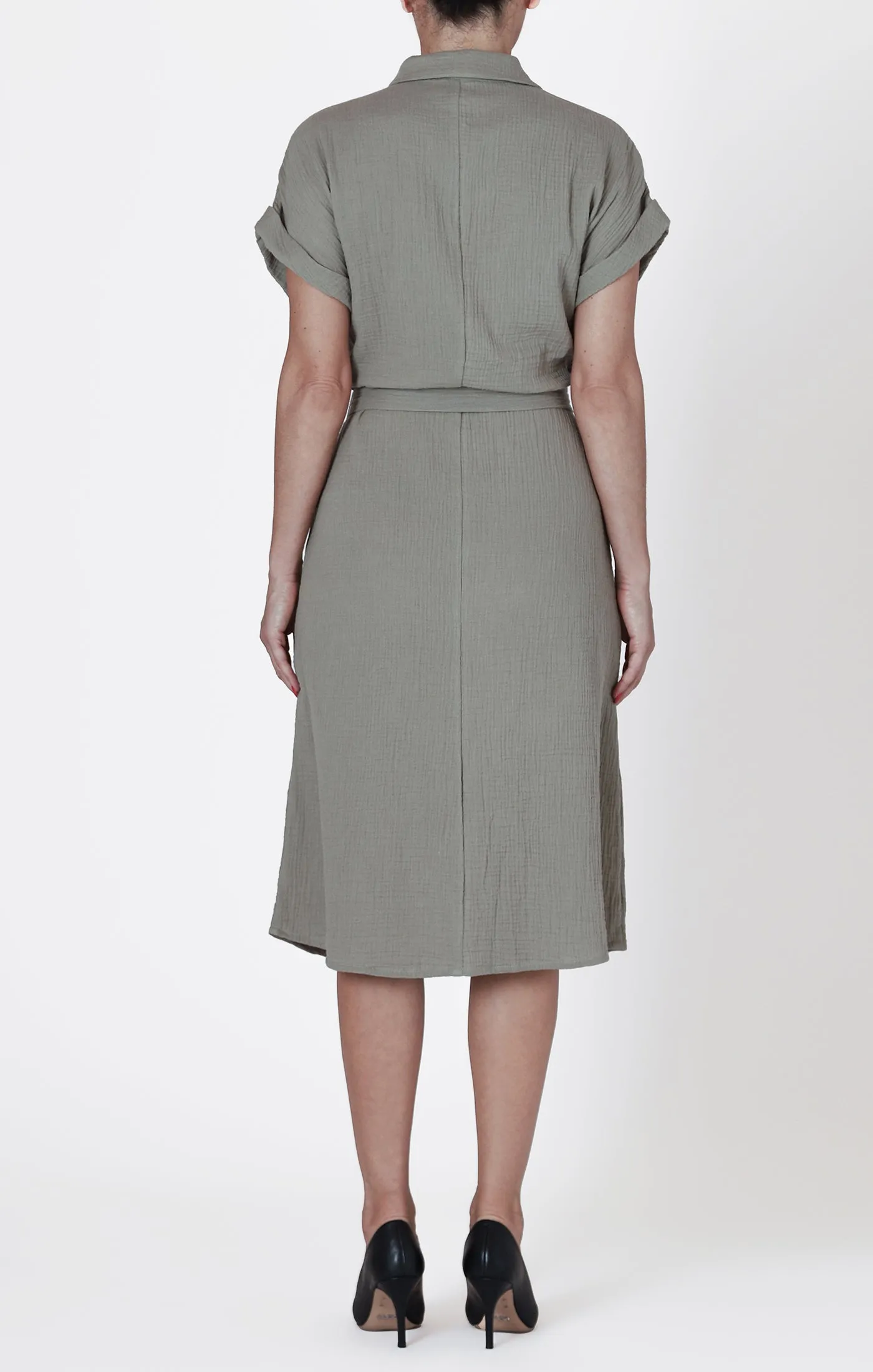 Room 34 Utility Shirt Dress || Sage