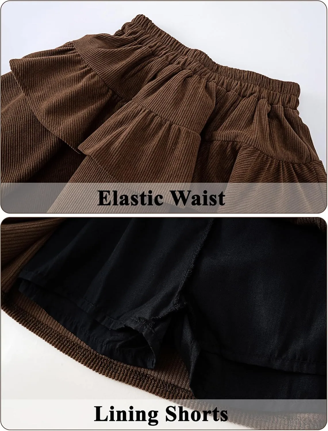 SEAUR Girl's Corduroy Short Skirt Mini High Waist A Line Pleated Skirt Casual Uniforms School Skirt