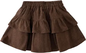 SEAUR Girl's Corduroy Short Skirt Mini High Waist A Line Pleated Skirt Casual Uniforms School Skirt