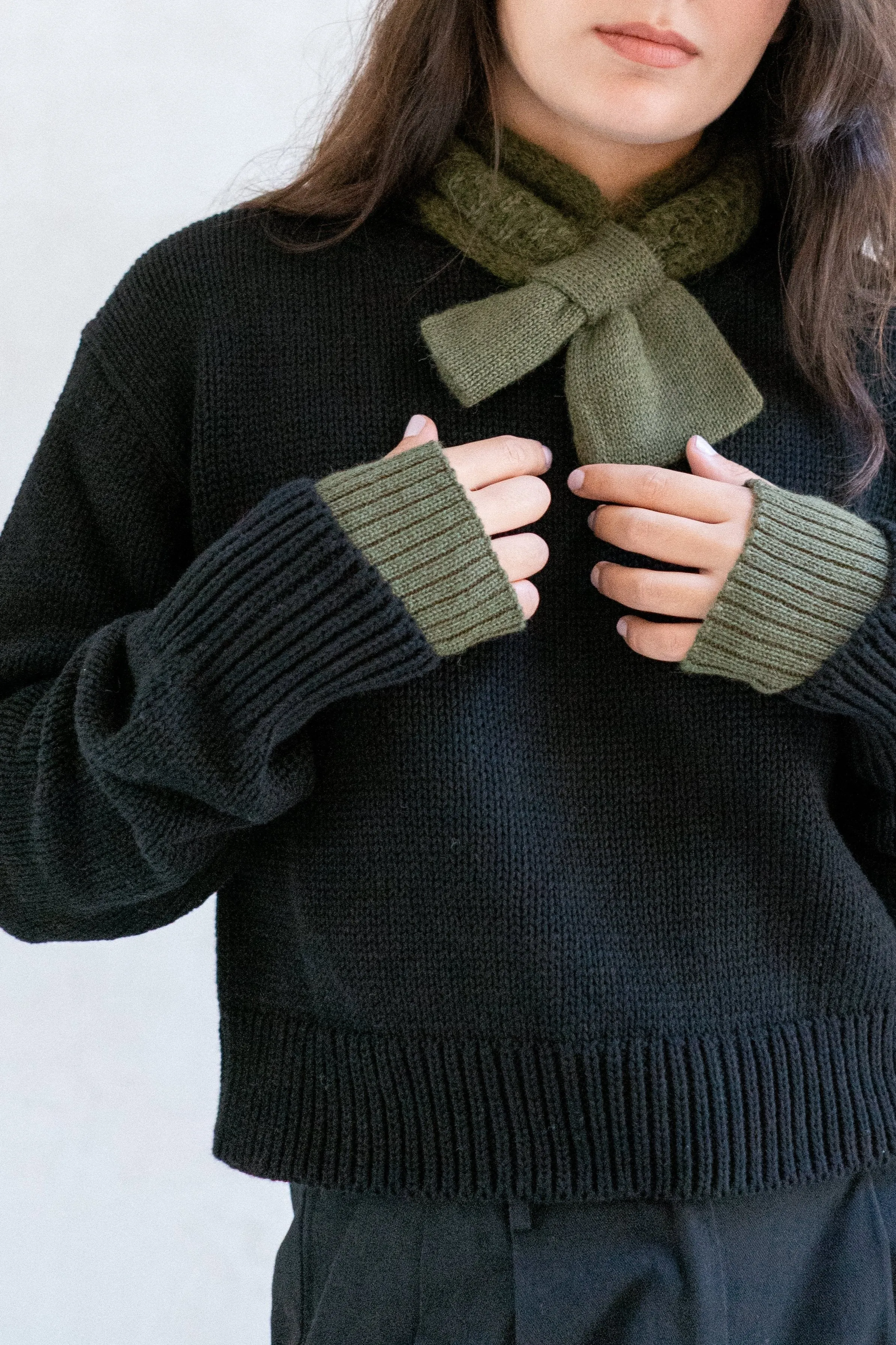 Sloane Open Mittens - Olive