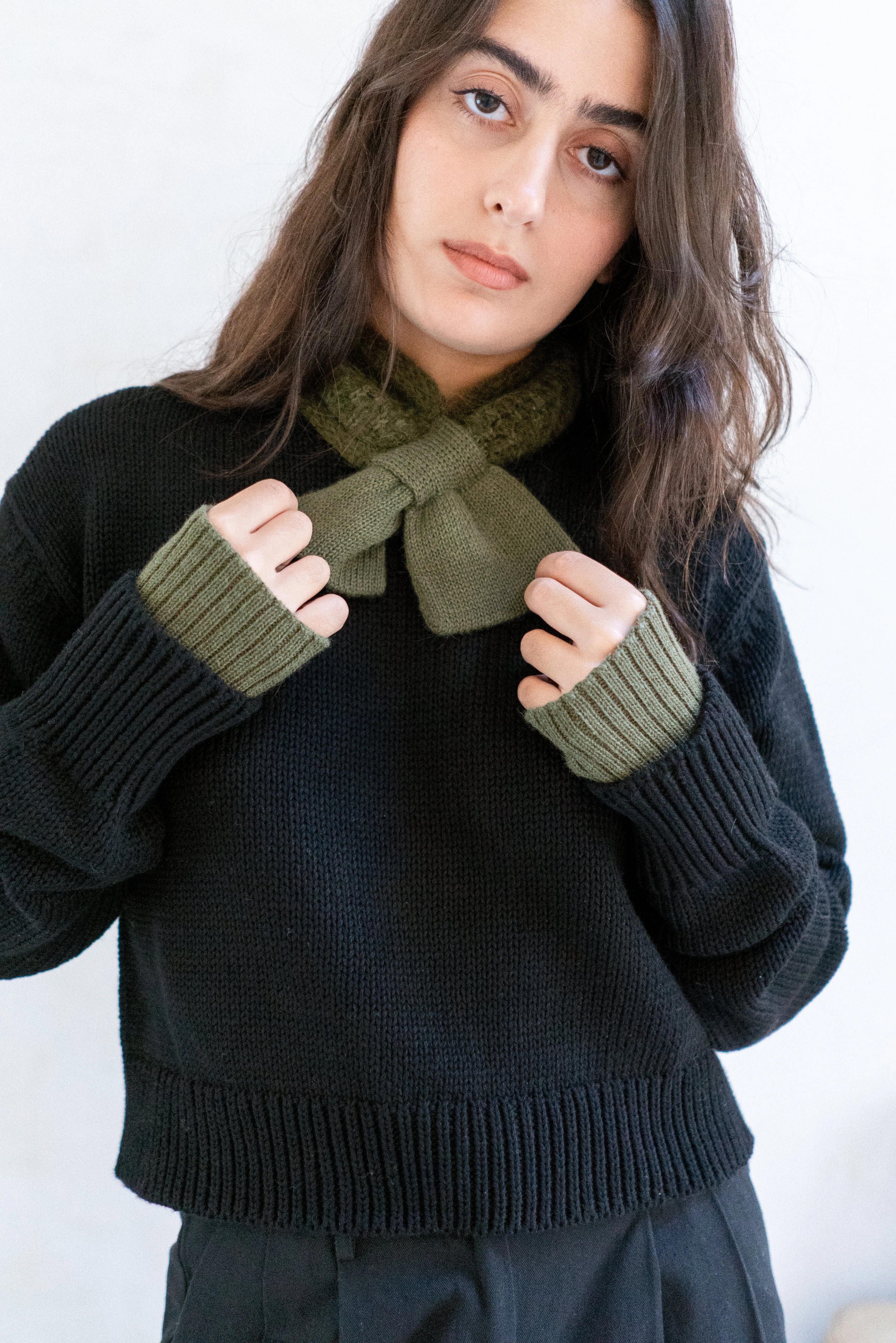 Sloane Open Mittens - Olive