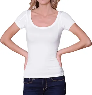 Sweatproof Undershirt for Women, Scoop Neck, White, Armpit Sweat Pads, Stops Underarm Sweat, Sweat Proof Undergarment