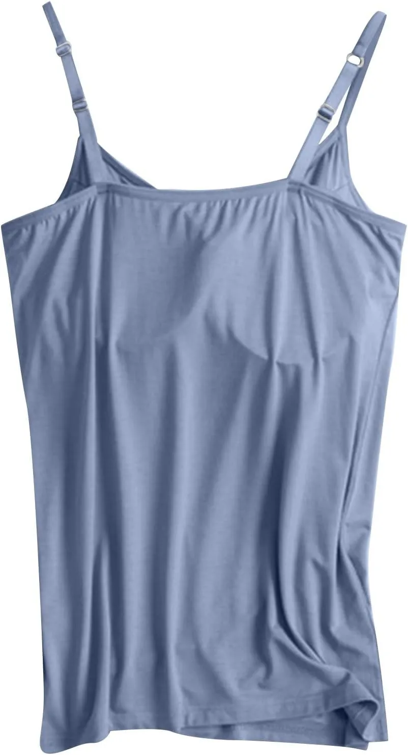 Tank Top Women Athletic Built in Bra Adjustable Spaghetti Strap 2025 Cami Tops Summer Shirts Sleeveless Under Clothes