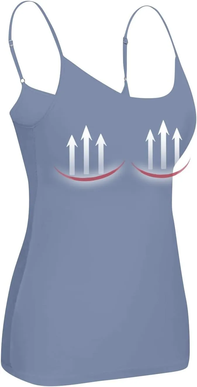 Tank Top Women Athletic Built in Bra Adjustable Spaghetti Strap 2025 Cami Tops Summer Shirts Sleeveless Under Clothes