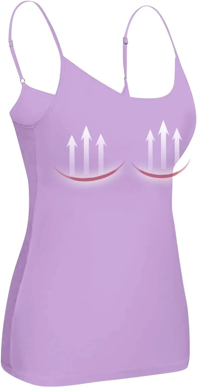 Tank Top Women Athletic Built in Bra Adjustable Spaghetti Strap 2025 Cami Tops Summer Shirts Sleeveless Under Clothes