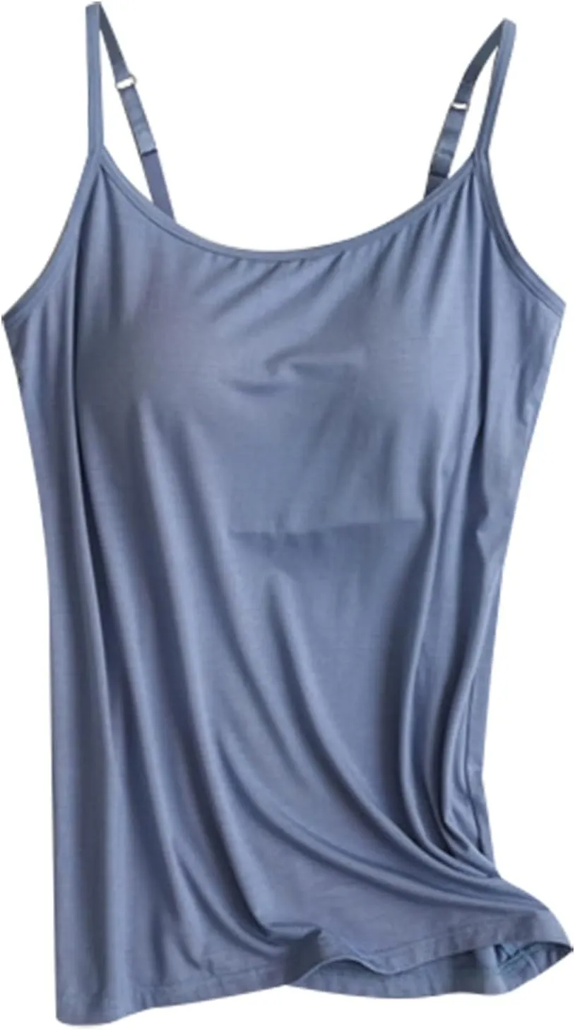 Tank Top Women Athletic Built in Bra Adjustable Spaghetti Strap 2025 Cami Tops Summer Shirts Sleeveless Under Clothes
