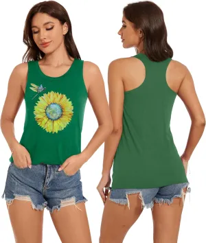 Tank Tops for Women Racerback Summer Sleeveless Casual Graphic Basic Top Shirts