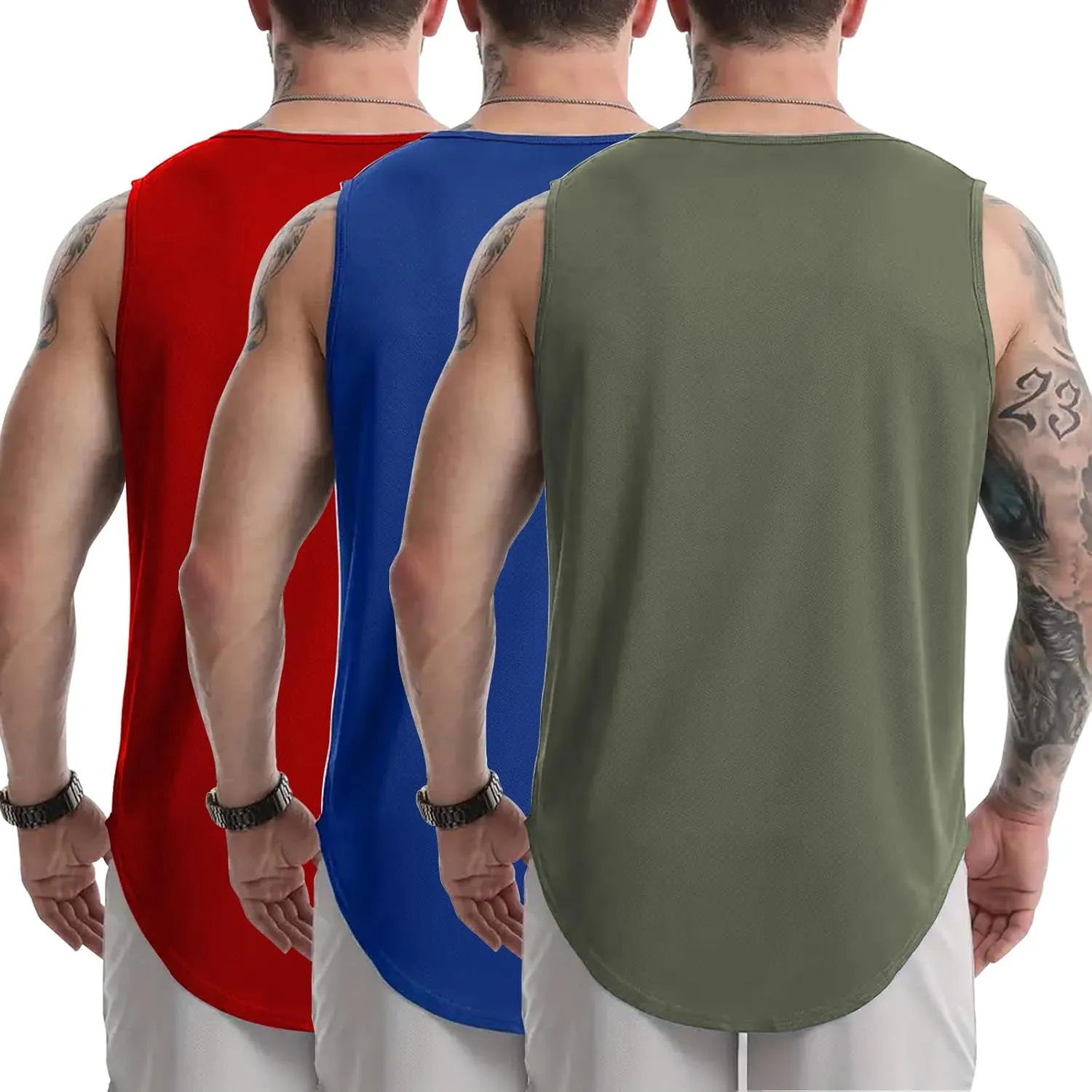 Tank Tops Men's 3 Pack Muscle Shirts Sleeveless Dry Fit Gym Workout Tank Top Mesh Material Quick Dry Athletic Running