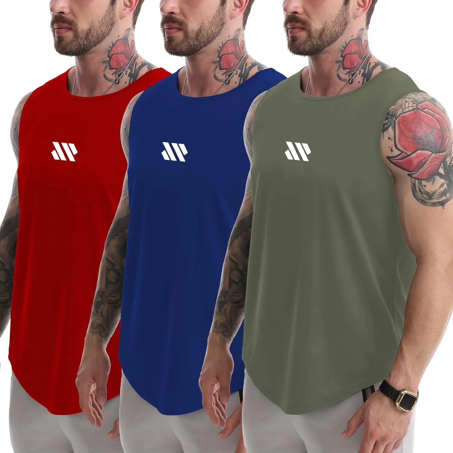 Tank Tops Men's 3 Pack Muscle Shirts Sleeveless Dry Fit Gym Workout Tank Top Mesh Material Quick Dry Athletic Running