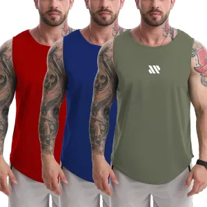 Tank Tops Men's 3 Pack Muscle Shirts Sleeveless Dry Fit Gym Workout Tank Top Mesh Material Quick Dry Athletic Running