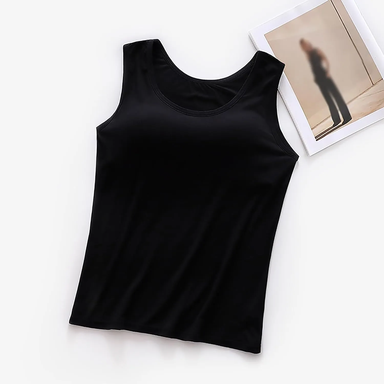 Tank Tops with Built in Bras for Women 2025 Camisole Shelf Bras Racerback Undershirts Summer Workout Padded Cami Tube Tops