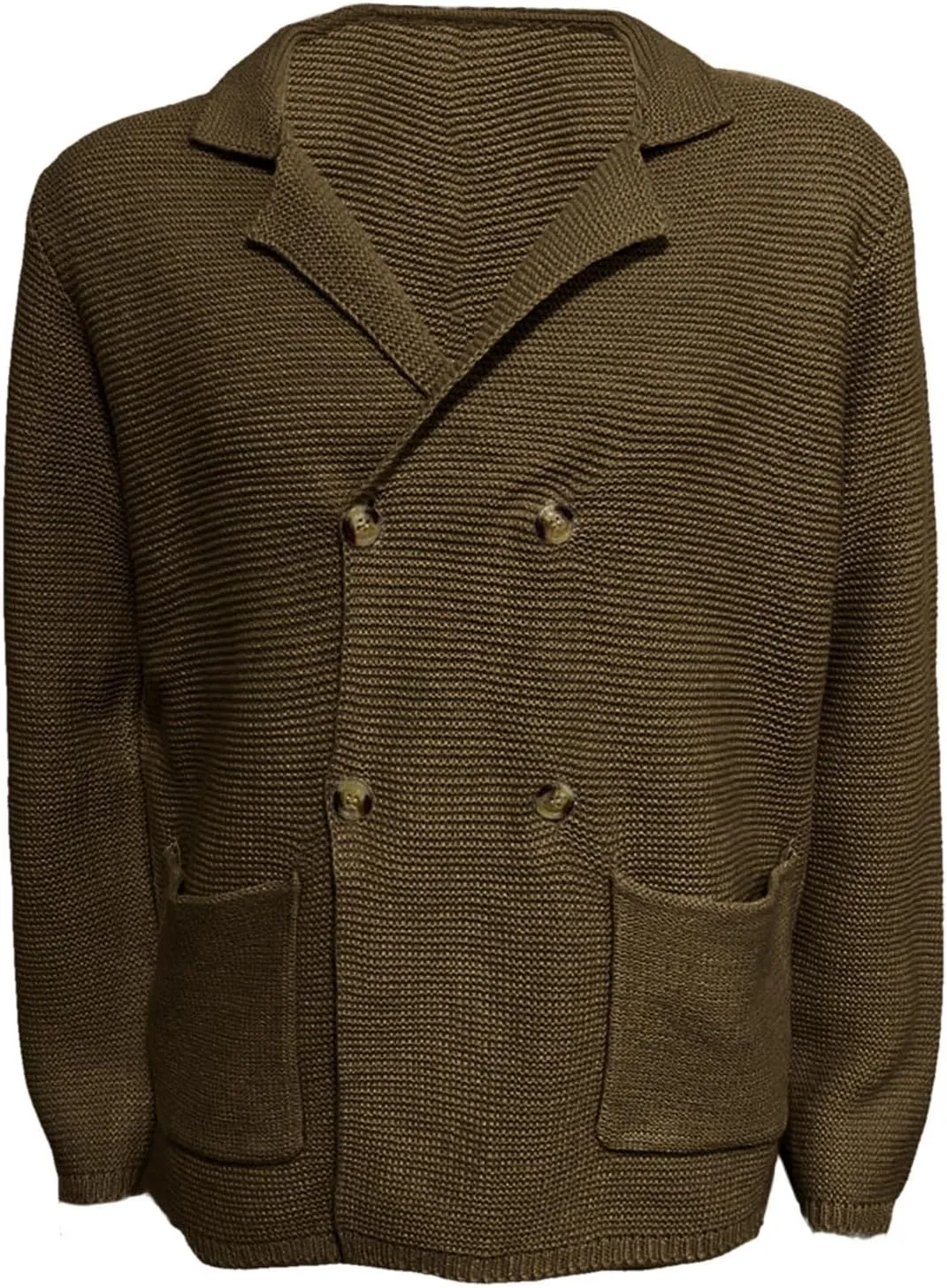 Thanksgiving Cardigan Sweaters for Men Lapel Long Sleeve Knitted Cardigans Double-Breasted Pockets Sweater Jacket