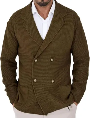 Thanksgiving Cardigan Sweaters for Men Lapel Long Sleeve Knitted Cardigans Double-Breasted Pockets Sweater Jacket