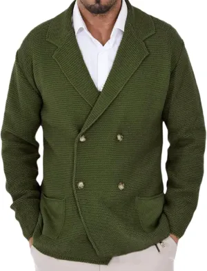 Thanksgiving Cardigan Sweaters for Men Lapel Long Sleeve Knitted Cardigans Double-Breasted Pockets Sweater Jacket