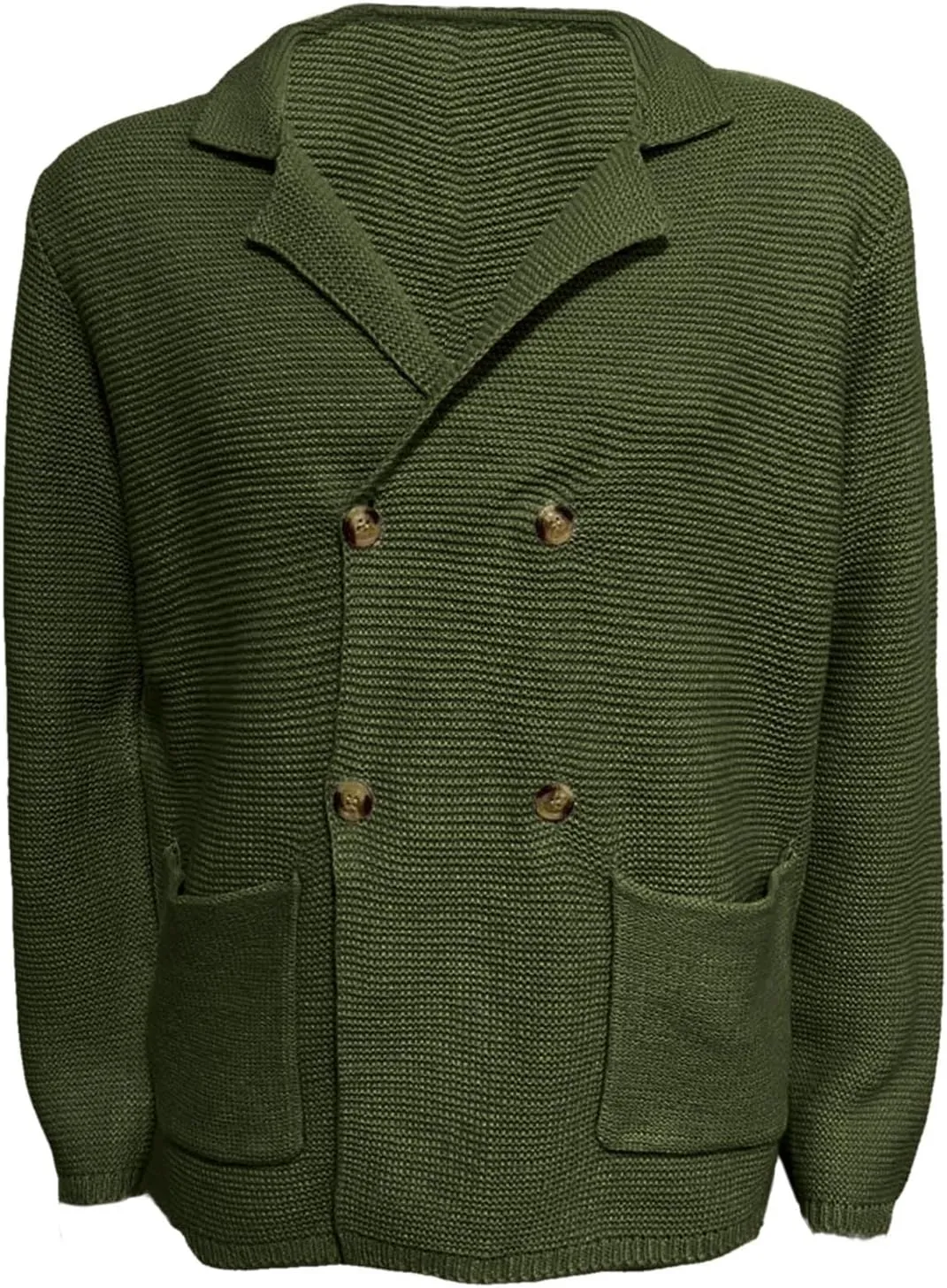 Thanksgiving Cardigan Sweaters for Men Lapel Long Sleeve Knitted Cardigans Double-Breasted Pockets Sweater Jacket