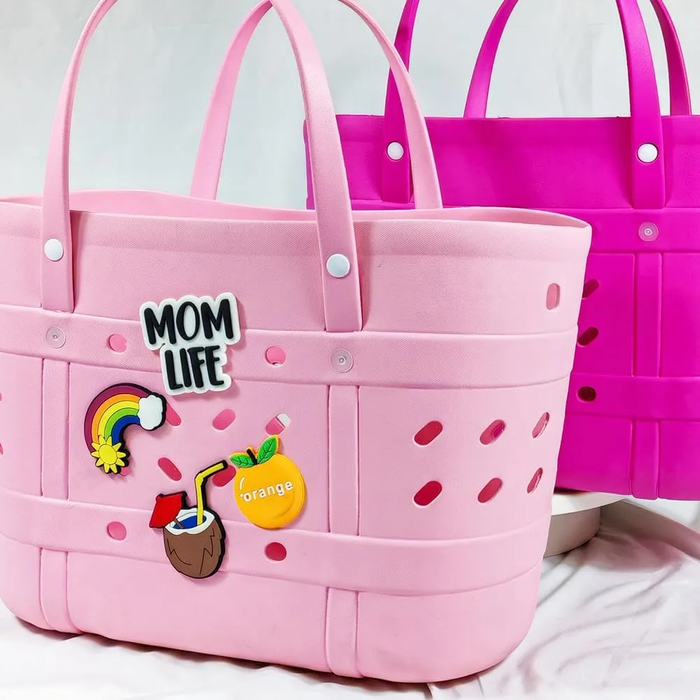 Tote Bag - Lightweight,Washable,Durable-All Purpose EVA Beach Bag for Women Rubber Tote for Travel,Bucket