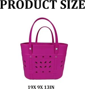 Tote Bag - Lightweight,Washable,Durable-All Purpose EVA Beach Bag for Women Rubber Tote for Travel,Bucket