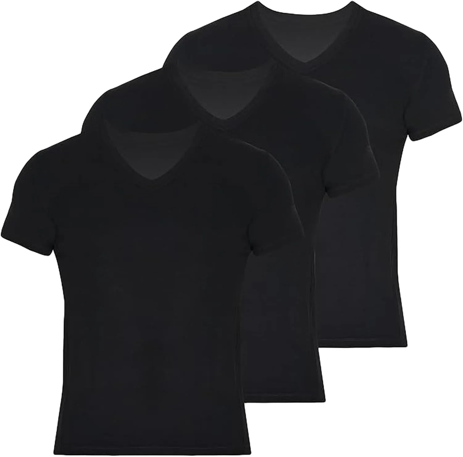 V Neck T Shirts for Men Rayon Made from Bamboo Tees Moisture Wicking Undershirts 3 Pack