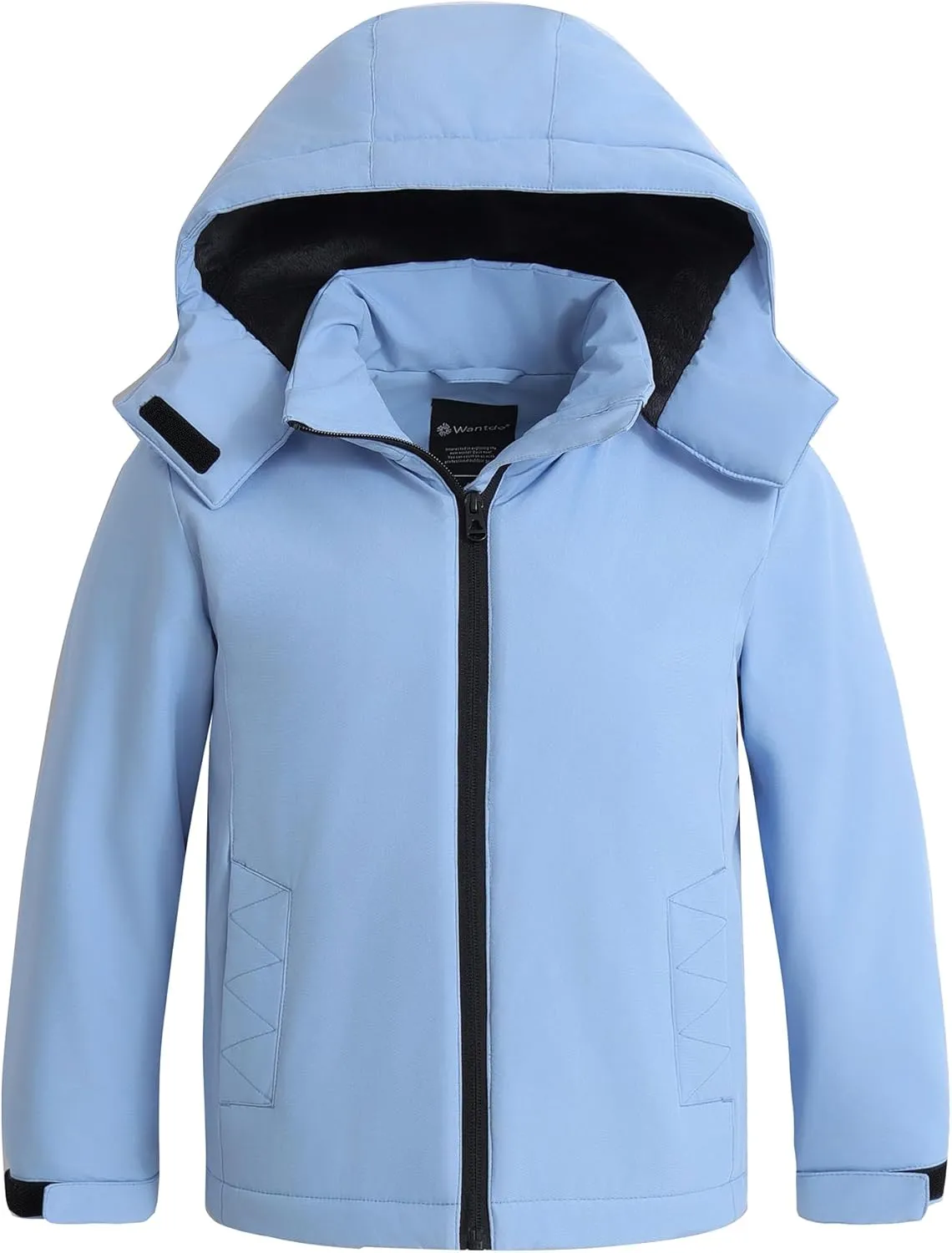 wantdo Girls Winter Coat Waterproof Windbreaker Snow Ski Jacket Warm Thick Rain Coats Kids Jacket with Removable Hood