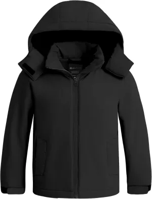 wantdo Girls Winter Coat Waterproof Windbreaker Snow Ski Jacket Warm Thick Rain Coats Kids Jacket with Removable Hood