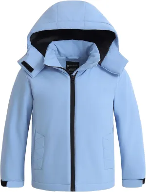 wantdo Girls Winter Coat Waterproof Windbreaker Snow Ski Jacket Warm Thick Rain Coats Kids Jacket with Removable Hood