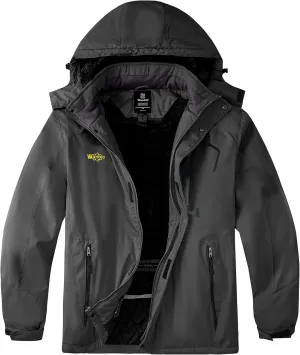 Wantdo Men's Plus Size Waterproof Ski Jacket Big&Tall Warm Winter Hooded Coat Snow Mountain Windbreaker
