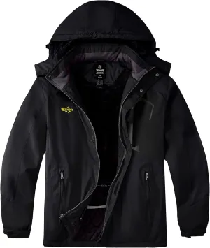Wantdo Men's Plus Size Waterproof Ski Jacket Big&Tall Warm Winter Hooded Coat Snow Mountain Windbreaker