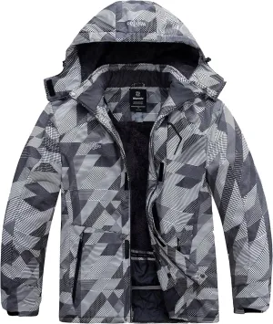 Wantdo Men's Plus Size Waterproof Ski Jacket Big&Tall Warm Winter Hooded Coat Snow Mountain Windbreaker