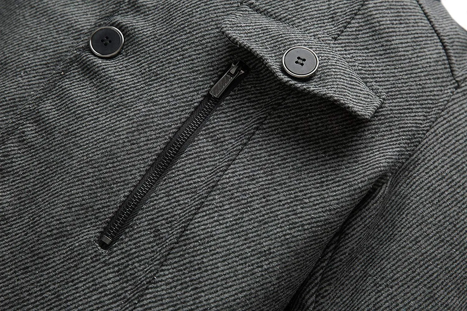 wantdo Men's Wool Blend Jacket Stand Collar Windproof Pea Coat