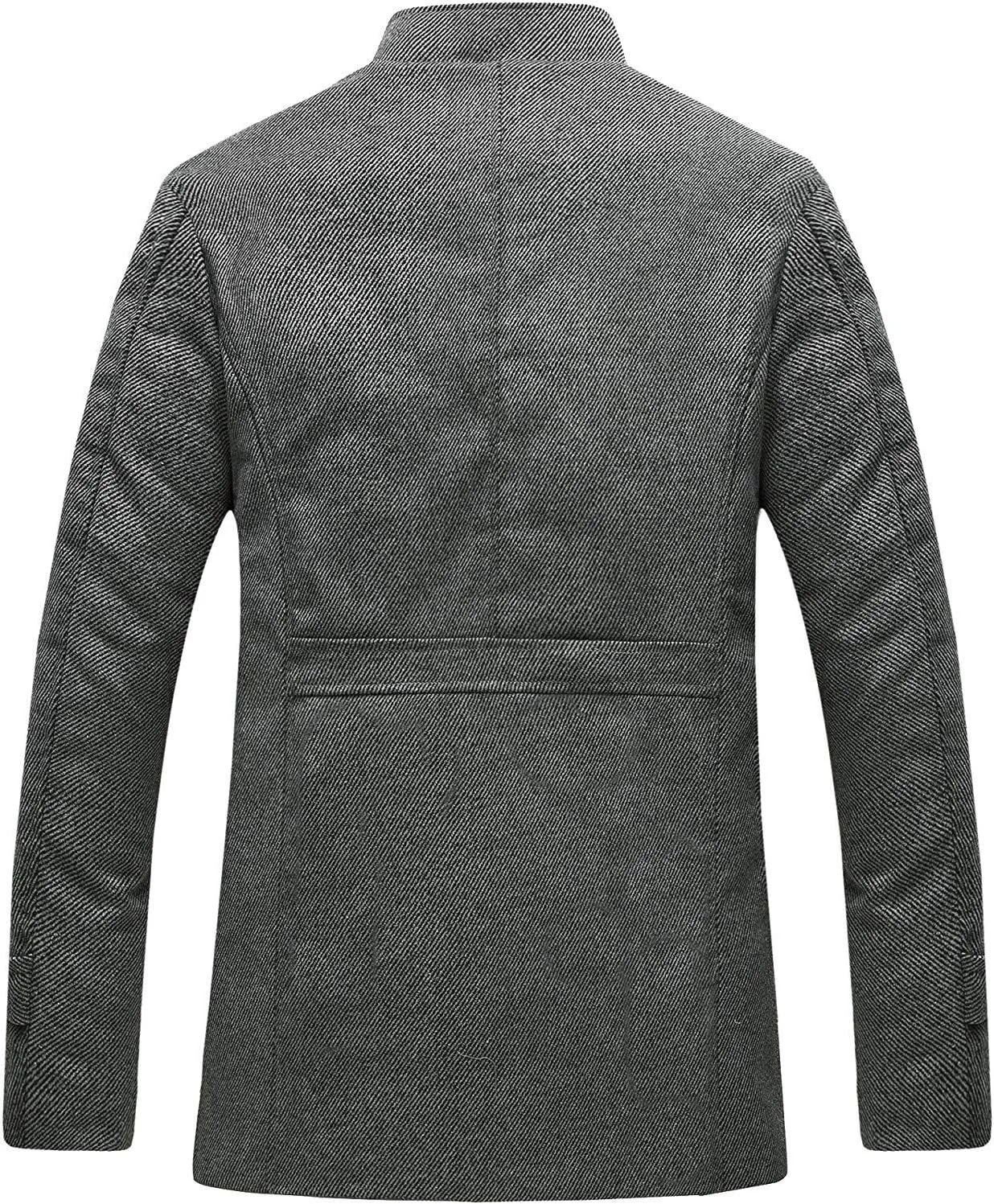 wantdo Men's Wool Blend Jacket Stand Collar Windproof Pea Coat