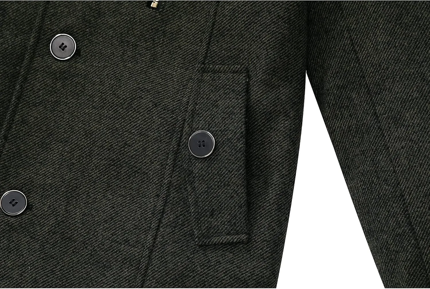 wantdo Men's Wool Blend Jacket Stand Collar Windproof Pea Coat