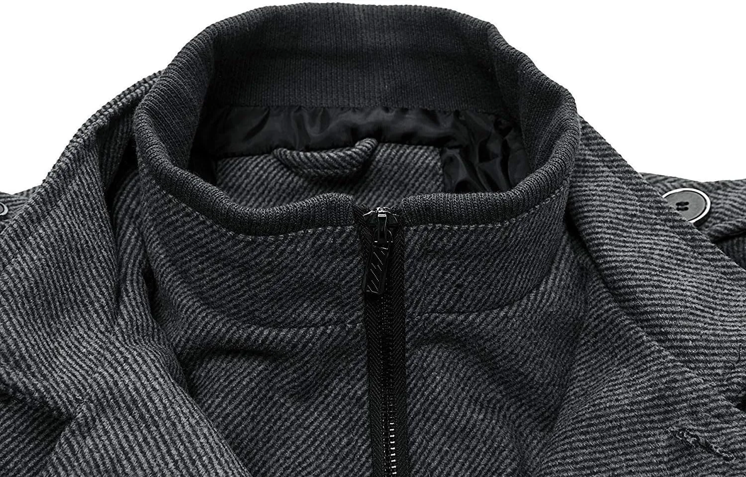 wantdo Men's Wool Blend Jacket Stand Collar Windproof Pea Coat
