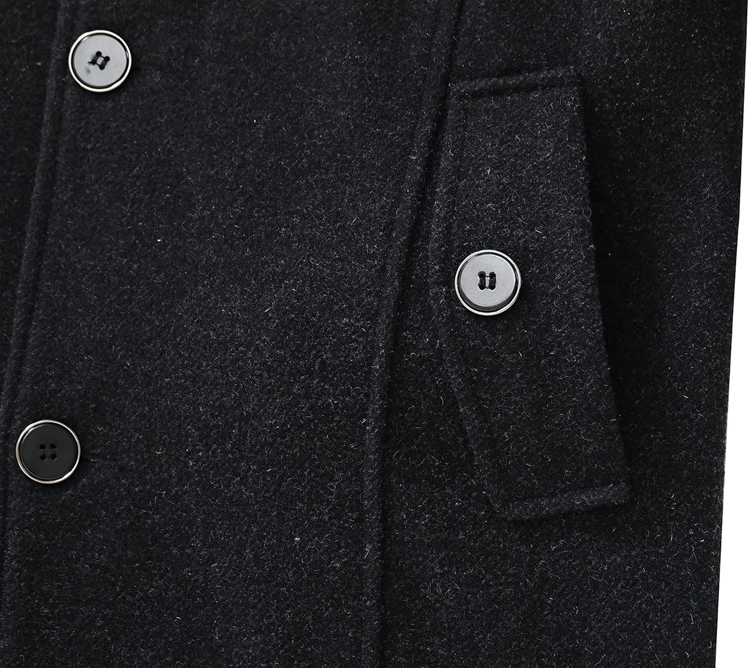 wantdo Men's Wool Blend Jacket Stand Collar Windproof Pea Coat