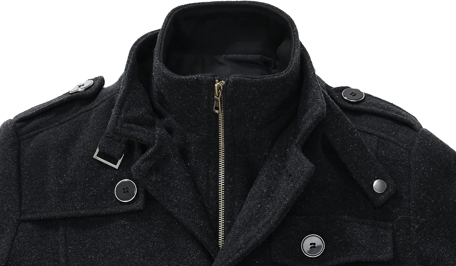 wantdo Men's Wool Blend Jacket Stand Collar Windproof Pea Coat