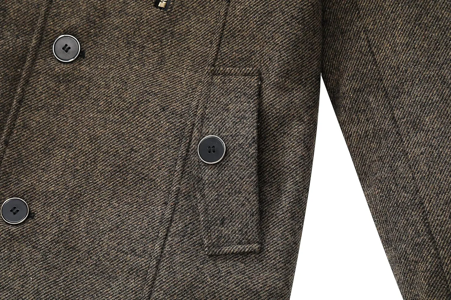 wantdo Men's Wool Blend Jacket Stand Collar Windproof Pea Coat