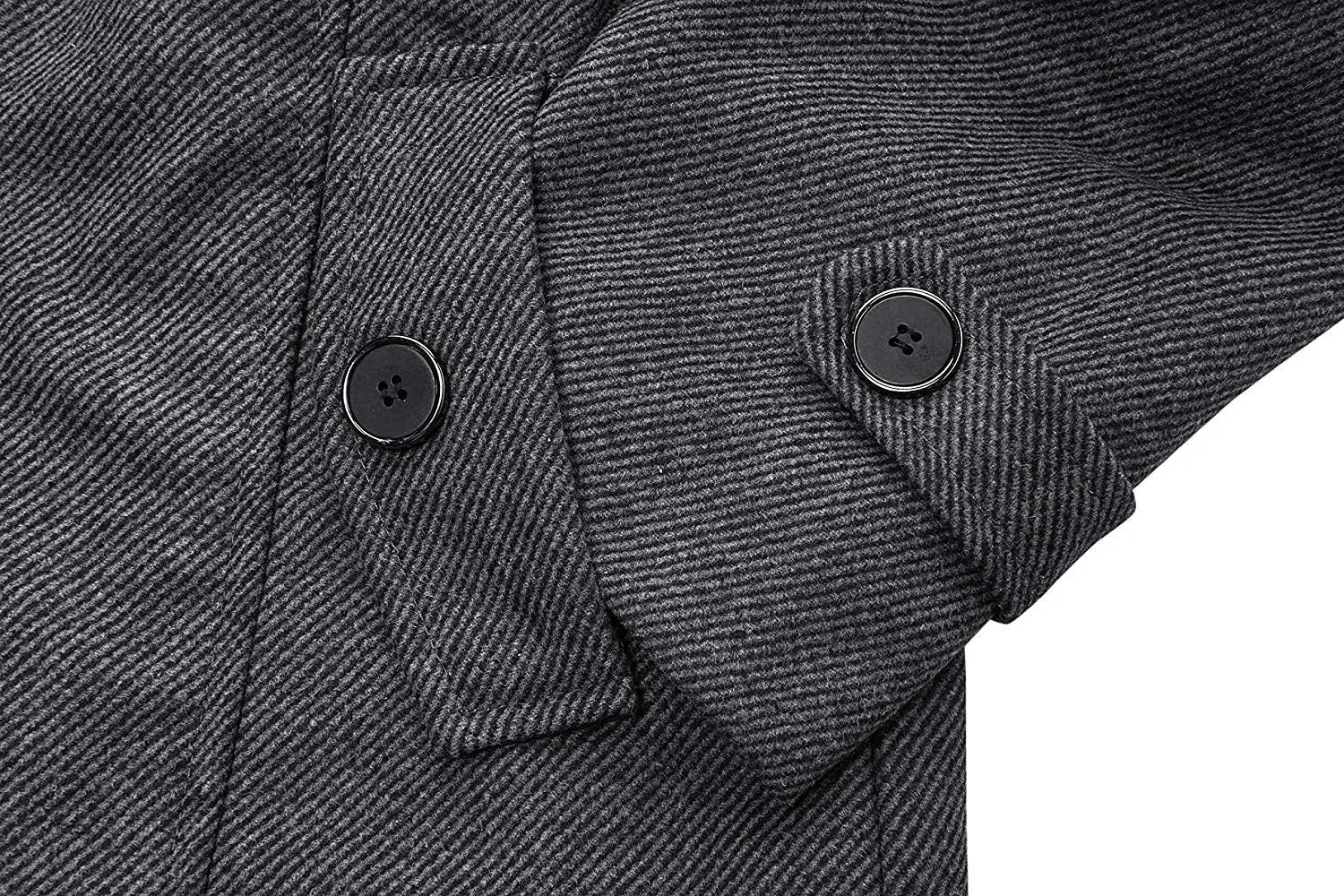 wantdo Men's Wool Blend Jacket Stand Collar Windproof Pea Coat