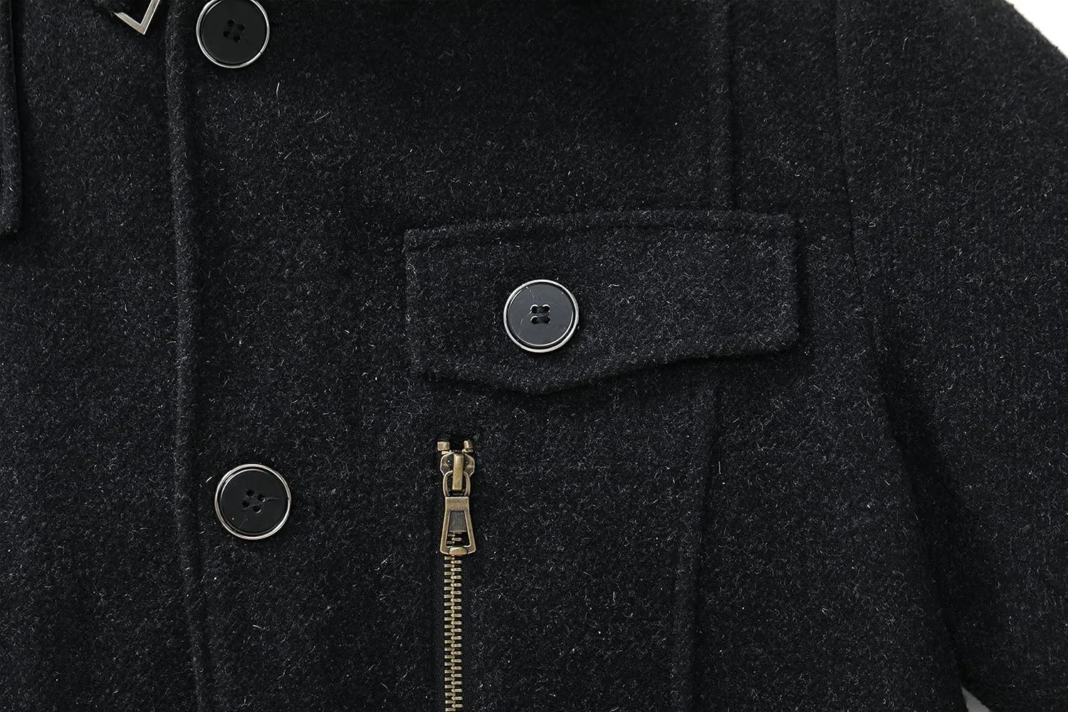 wantdo Men's Wool Blend Jacket Stand Collar Windproof Pea Coat