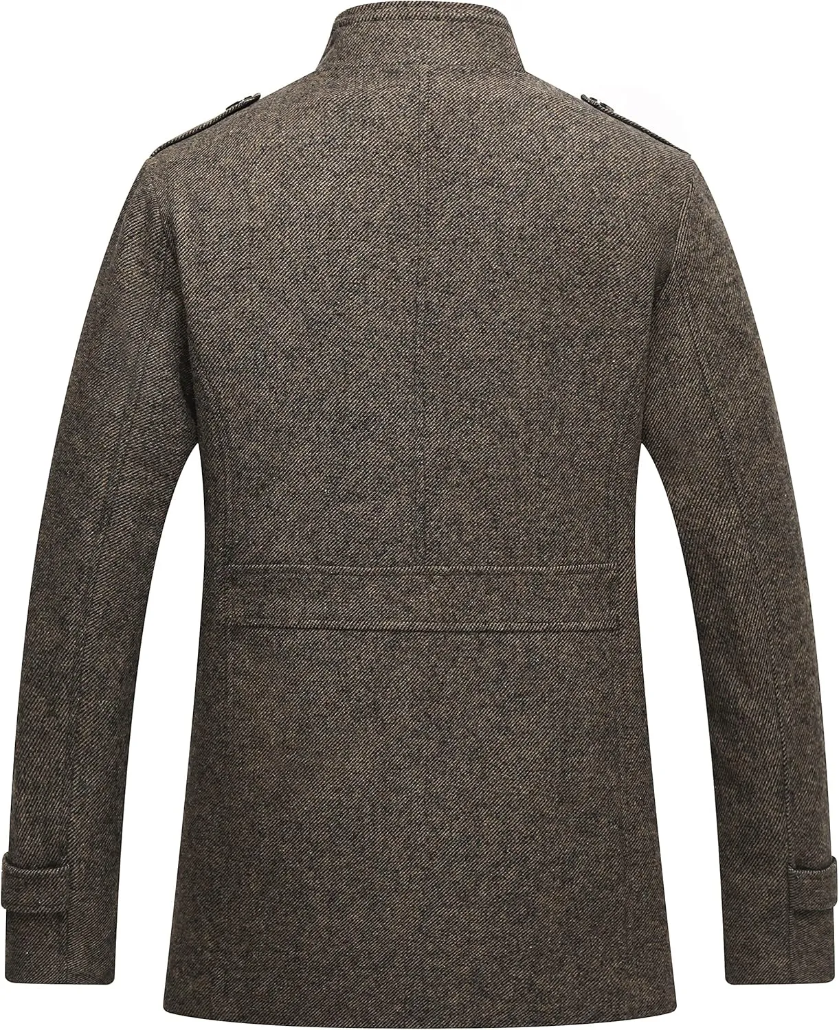 wantdo Men's Wool Blend Jacket Stand Collar Windproof Pea Coat