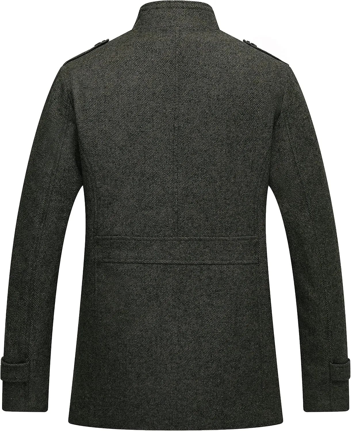 wantdo Men's Wool Blend Jacket Stand Collar Windproof Pea Coat