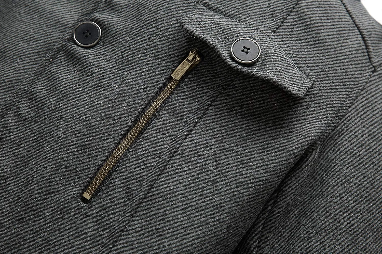wantdo Men's Wool Blend Jacket Stand Collar Windproof Pea Coat