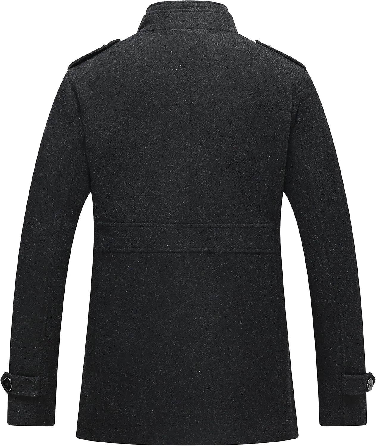 wantdo Men's Wool Blend Jacket Stand Collar Windproof Pea Coat