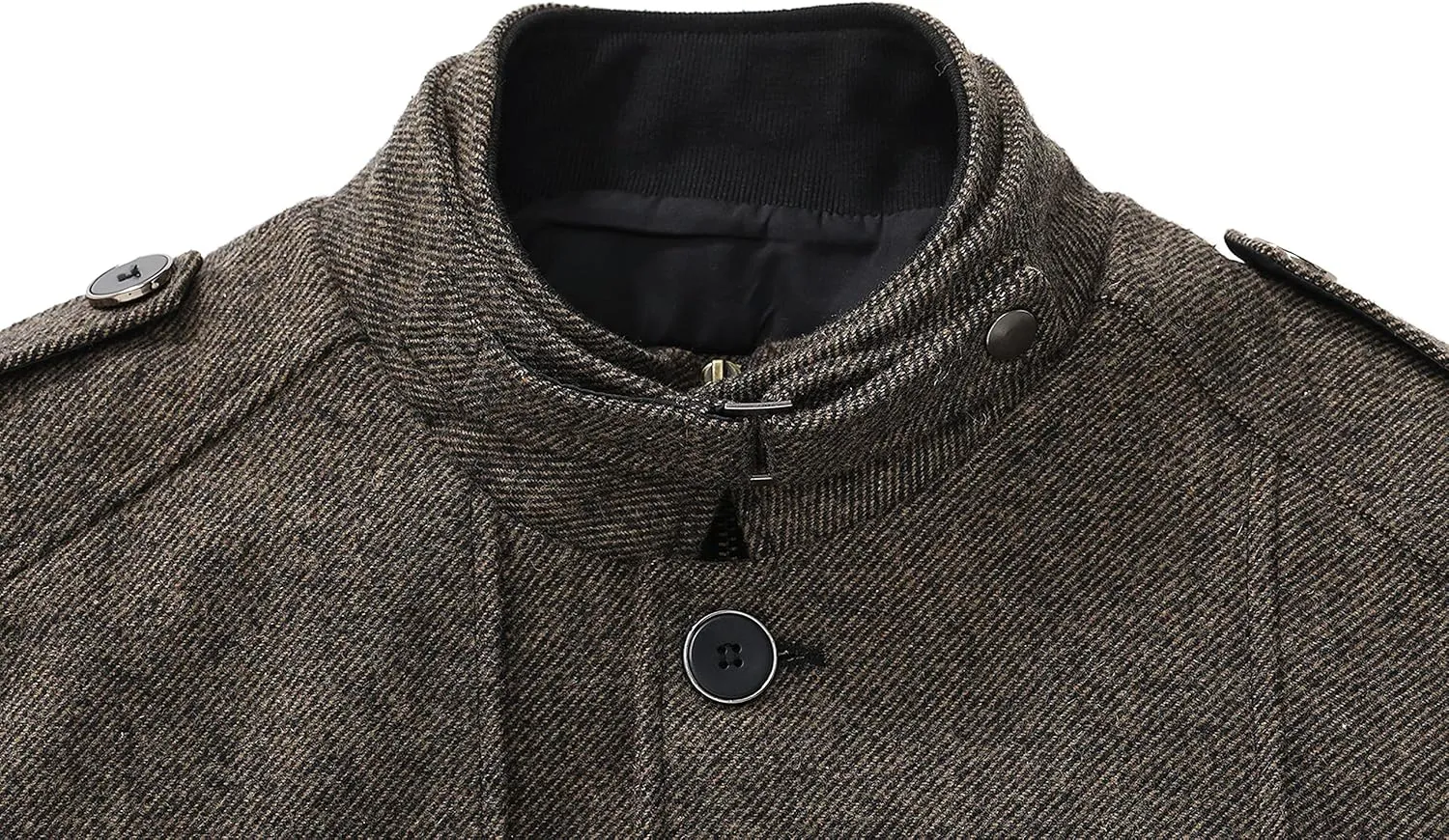 wantdo Men's Wool Blend Jacket Stand Collar Windproof Pea Coat